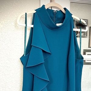 Eliza J Dark Teal with Ruffle Dress